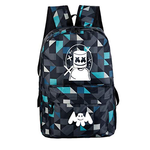 WYCY Mochila para Estudiantes Marshmello Mochila Escolar Unisex Impermeable Mochila Escolar Mochila de Tendencia de impresión para niñas y niños (Tela Escocesa Azul)