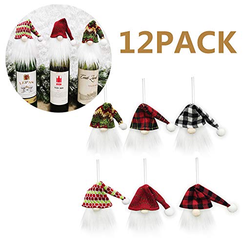 Wyi - Juego de 12 adornos para botellas de vino con diseño de Papá Noel