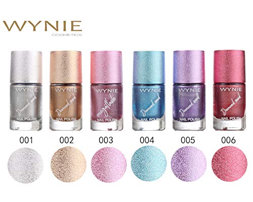 WYNIE Diamond Sand Nail Polish - Esmalte de uñas secado rápido acabado metalizado, 8ml dorado