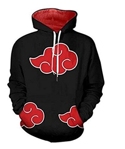 WYPAN Naruto/Akatsuki/Uchiha Itachi Cosplay Anime Pullover Zip Cardigan -Z_L Sudadera con Capucha Hombre 3D Impresión Pullover Sudaderas De Tendencia Hoodie Sweatshirt de Mangas Largas Bolsillos U