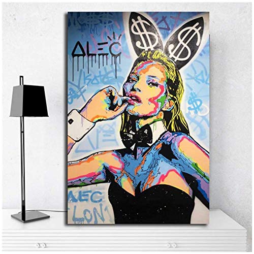 wzgsffs Monopolyingly Kate Moss Playboyes Icon Canvas Poster Painting Wall Art HD Picture Print Modern Home Decoration   -60x80cm Sin Marco
