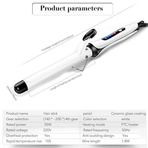 Xchingwan Tenacillas Para Rizar, calor más rápido de 10s 60W con 4 controles de temperatura inteligentes. Fácilmente rizar hermoso estilo para mujeres como regalo （blanco）