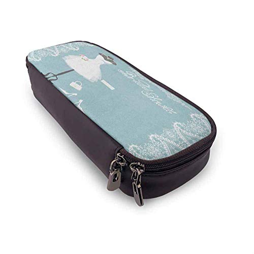 XCNGG Estuche de cuero para despedida de soltera, vestido de novia de inspiración francesa vintage con marcos florales, diseño de estampado, estuche de papelería para estudiantes, estuche con cremalle