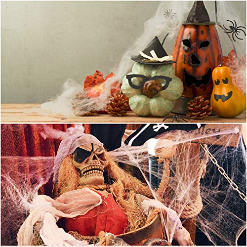 XDDIAS Telaraña, Decoración de Halloween Telaraña, con 30 Arañas de Plástico, Telaraña Decoracion para Materiales de Fiesta de Halloween o Disfraces