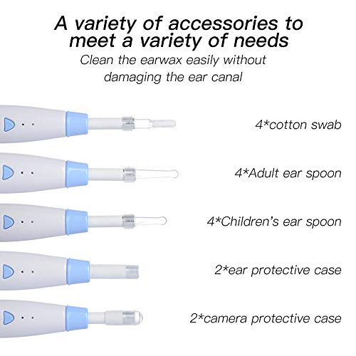 XGLL Endoscopio de Limpieza oídos WiFi, otoscopio Digital oído de 1.0MP HD con 6 Luces LED para iPhone Android, iPad, iOS,Blue