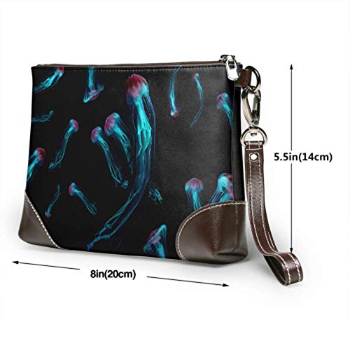 XHYYY Bolso de mano Medusa Ortiga de mar japonesa Chrysaora Cartera de mano de cuero Cartera de mano para mujer Bolsos de noche para mujer Cartera de pulsera para teléfono inteligente