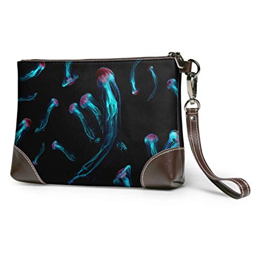 XHYYY Bolso de mano Medusa Ortiga de mar japonesa Chrysaora Cartera de mano de cuero Cartera de mano para mujer Bolsos de noche para mujer Cartera de pulsera para teléfono inteligente