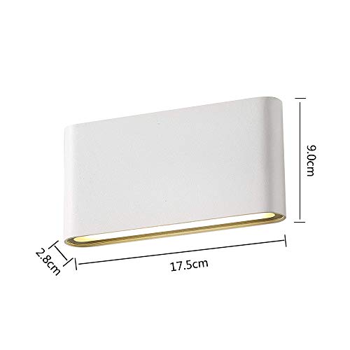 XIAJIA-12W LED Apliques de Pared Lamparas de Pared impermeable IP65 con Luz Universal para Decoración de Casa Jardín de Lluminación de Exterior y Lluminación de Interior (Blanco/blanco cálido)