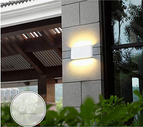XIAJIA-12W LED Apliques de Pared Lamparas de Pared impermeable IP65 con Luz Universal para Decoración de Casa Jardín de Lluminación de Exterior y Lluminación de Interior (Blanco/blanco cálido)