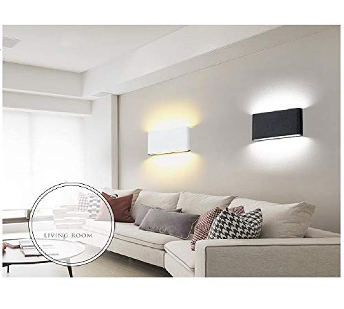 XIAJIA-12W LED Apliques de Pared Lamparas de Pared impermeable IP65 con Luz Universal para Decoración de Casa Jardín de Lluminación de Exterior y Lluminación de Interior (Blanco/blanco cálido)