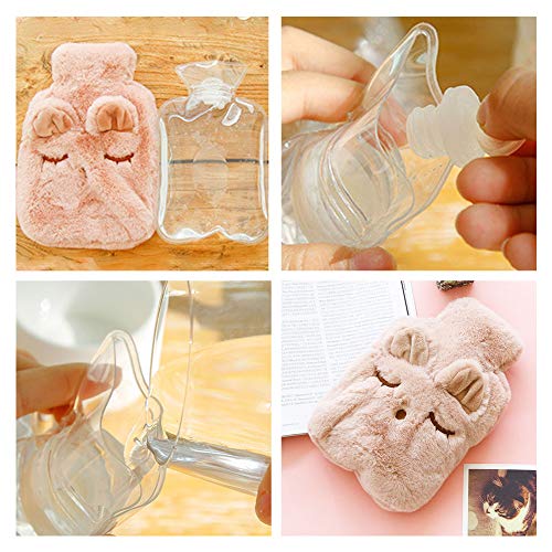 Xiangmall Botella de Agua Caliente con Ultra Suave Felpa Funda seguro y duradero Hot Water Bottle Perfecto para Noches Frías de Invierno, 750ml