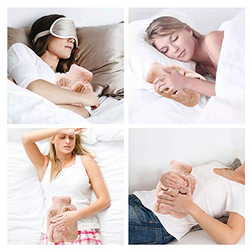 Xiangmall Botella de Agua Caliente con Ultra Suave Felpa Funda seguro y duradero Hot Water Bottle Perfecto para Noches Frías de Invierno, 750ml