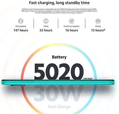 Xiaomi Redmi Note 9 Pro - Smartphone con pantalla FHD+ 6.67" DotDisplay (6 GB+128 GB, cámara cuádruple 64 MP con IA, SnapdragonTM 720G, batería 5020 mAh) Verde [European Version]