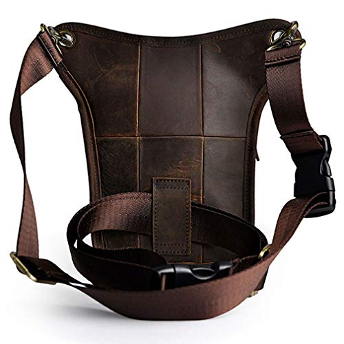 Xieben Bolsa De Cuero para La Pierna De Caída para Hombres Mujeres Motocicleta Bicicleta Ciclismo Multiuso Muslo Cintura Fanny Pack Viajes Senderismo Deportes Bolsa De Camping Marrón Oscuro