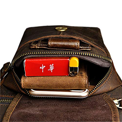 Xieben Bolsa De Cuero para La Pierna De Caída para Hombres Mujeres Motocicleta Bicicleta Ciclismo Multiuso Muslo Cintura Fanny Pack Viajes Senderismo Deportes Bolsa De Camping Marrón Oscuro