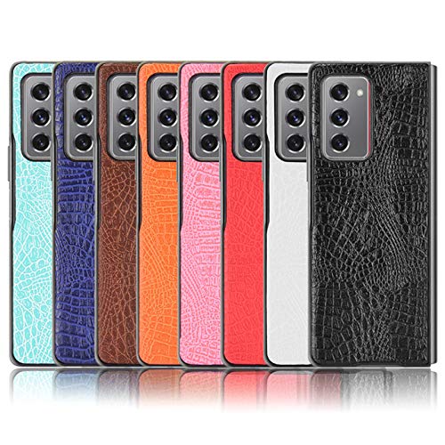 Xindemei Estuche Delgado con patrón de cocodrilo de Cuero PU, Carcasa Protectora de Cuerpo Completo a Prueba de Golpes para Samsung Galaxy Z Fold 2 5G (Cielo Azul)