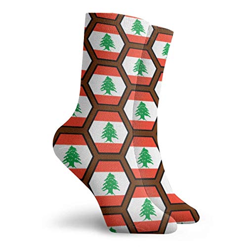 xinfub Calcetines de tobillo con diseño de panal de bandera de Líbano Casual divertidos para botas de deporte Senderismo Running Etc. Cómodo11833