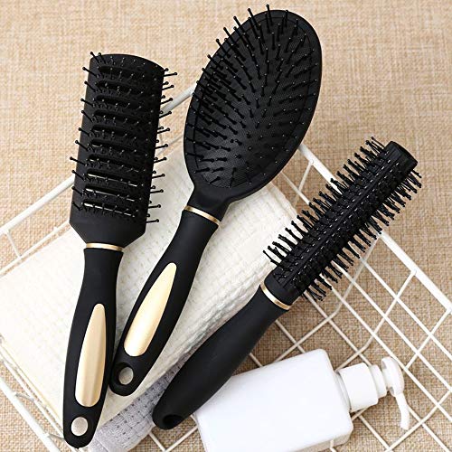 Xinlie Cepillo Para El Pelo Cepillo Cabello Styling Tools/Hairbrushes Cepillo de Pelo Set de Cepillos de Pelo Luxury para el Cabello-Cepillo Plano,Cepillo Redondo Cilíndrico de Secado y Peine(3Piezas)
