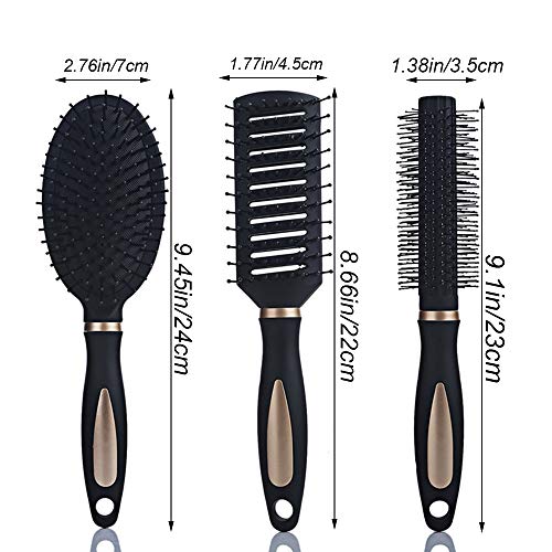 Xinlie Cepillo Para El Pelo Cepillo Cabello Styling Tools/Hairbrushes Cepillo de Pelo Set de Cepillos de Pelo Luxury para el Cabello-Cepillo Plano,Cepillo Redondo Cilíndrico de Secado y Peine(3Piezas)