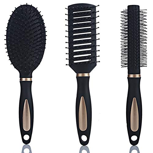 Xinlie Cepillo Para El Pelo Cepillo Cabello Styling Tools/Hairbrushes Cepillo de Pelo Set de Cepillos de Pelo Luxury para el Cabello-Cepillo Plano,Cepillo Redondo Cilíndrico de Secado y Peine(3Piezas)