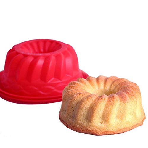 Xinlie Molde Redondo para Savarin de Silicona Molde para Budnt Cake Molde Bizcocho Savarín Molde Savarín Original Molde para Cocina de Silicona para Hornear Tartas, Pan, Hornear Pudding