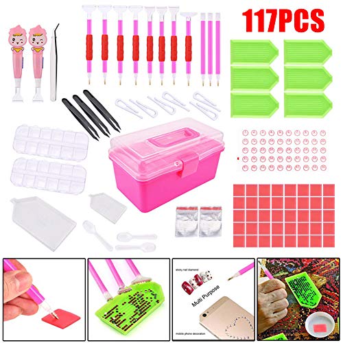 XinXiang 5D Diamond Painting Tools Light Drill LED Pen Embroidery Storage Box 117pcs Embroidery Painting Accessories