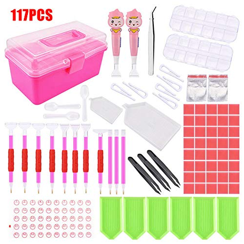 XinXiang 5D Diamond Painting Tools Light Drill LED Pen Embroidery Storage Box 117pcs Embroidery Painting Accessories