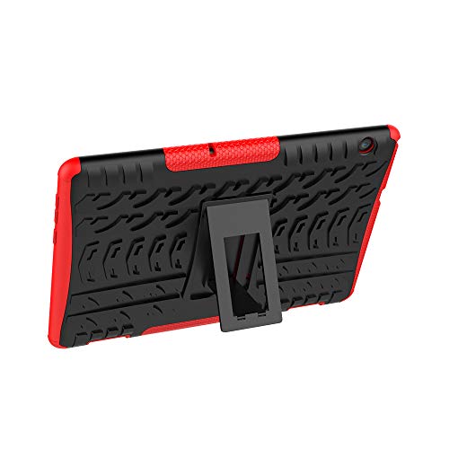 XITODA Funda Huawei MediaPad T5 10, Hybrid Rugged Armor Duro PC + TPU Silicone Back Case Cover Carcasa para Huawei MediaPad T5 10 2018 Tablet Funda con Kickstand - Rojo