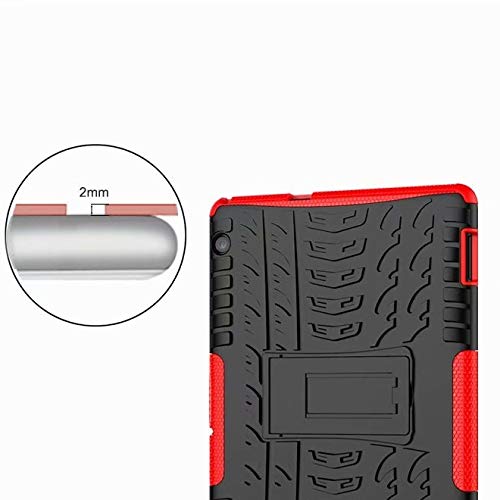XITODA Funda Huawei MediaPad T5 10, Hybrid Rugged Armor Duro PC + TPU Silicone Back Case Cover Carcasa para Huawei MediaPad T5 10 2018 Tablet Funda con Kickstand - Rojo