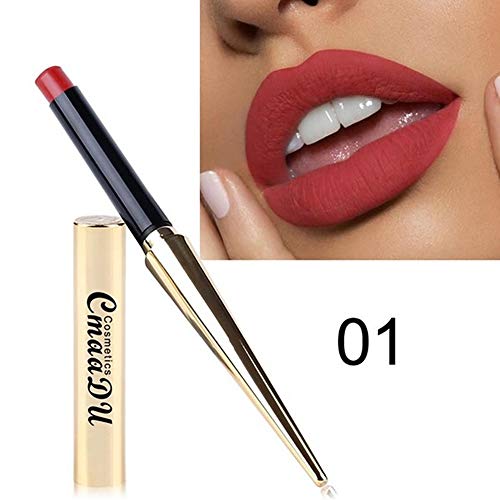 Xiton 1PC Barra de labios mate resistente al agua duradera del lápiz labial largo la belleza estética de labios lápiz labial bala gran regalo raso Diseño hidratante para las niñas (01)