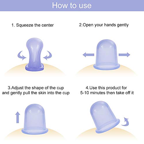 Xiton 4pcs / set Masajeador Anticelulitico Ventosas Masaje Ventosas Tazas Anticelulitico Ventosa de silicona Celulitis eficaz en las piernas, el vientre, las caderas, las nalgas y los brazos,Rosado