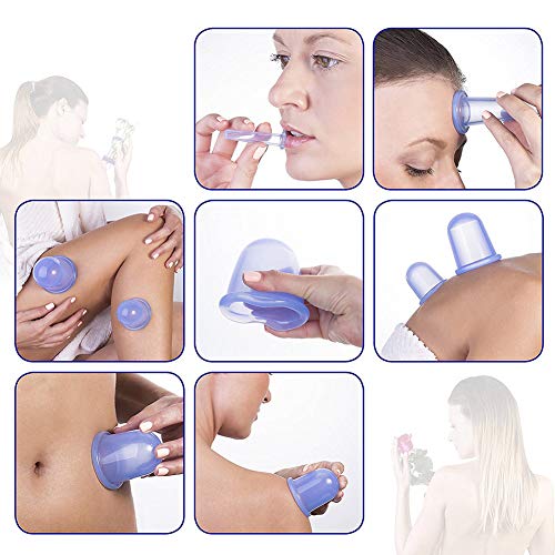 Xiton 4pcs / set Masajeador Anticelulitico Ventosas Masaje Ventosas Tazas Anticelulitico Ventosa de silicona Celulitis eficaz en las piernas, el vientre, las caderas, las nalgas y los brazos,Rosado