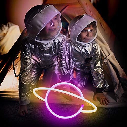 XIYUNTE Planet luz de neón Señales luminosas LED Planeta señales de neón ambiente rosado/blanco Planeta Iluminación de interior decoración para el dormitorio infantil, bar, reunirse, navideña