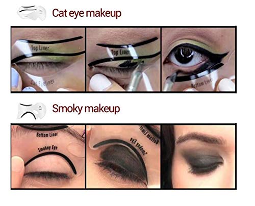 XiZiMi herramientas de belleza 10 piezas Plantilla delineador de ojos Maquillaje ahumado ojos de gato de belleza 6 en 1 pintura delineador de ojos tarjeta de belleza maquillaje de ojos de gato