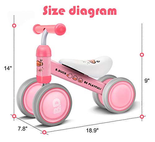 XJD Bicicleta Sin Pedales para Niños Juguetes de Bebé para Aprender a Caminar para Baby (10-24 Meses) el Primer Regalo de Cumpleaños de su Bebé en Bicicleta (Pato Rosa)