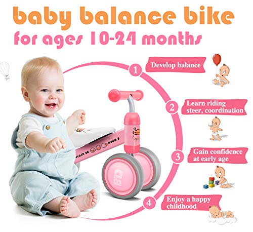 XJD Bicicleta Sin Pedales para Niños Juguetes de Bebé para Aprender a Caminar para Baby (10-24 Meses) el Primer Regalo de Cumpleaños de su Bebé en Bicicleta (Pato Rosa)