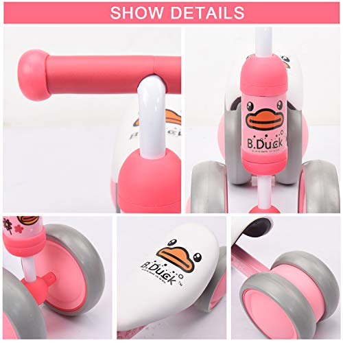 XJD Bicicleta Sin Pedales para Niños Juguetes de Bebé para Aprender a Caminar para Baby (10-24 Meses) el Primer Regalo de Cumpleaños de su Bebé en Bicicleta (Pato Rosa)