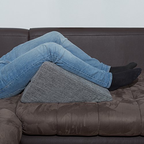 XL Almohada de cuña para sala de estar y dormitorio, cojín de lectura, almohada de relajación, respaldo flexible, cojines de embarazo, almohadas de lactancia // para tumbarse y sentarse (gris)