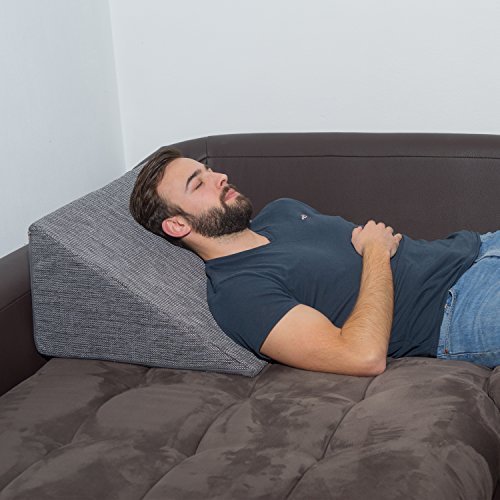 XL Almohada de cuña para sala de estar y dormitorio, cojín de lectura, almohada de relajación, respaldo flexible, cojines de embarazo, almohadas de lactancia // para tumbarse y sentarse (gris)