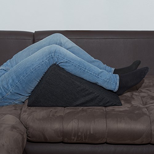 XL Almohada de cuña para sala de estar y dormitorio, cojín de lectura, almohada de relajación, respaldo flexible, cojines de embarazo, almohadas de lactancia // para tumbarse y sentarse (negro)