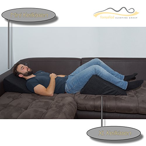 XL Almohada de cuña para sala de estar y dormitorio, cojín de lectura, almohada de relajación, respaldo flexible, cojines de embarazo, almohadas de lactancia // para tumbarse y sentarse (negro)