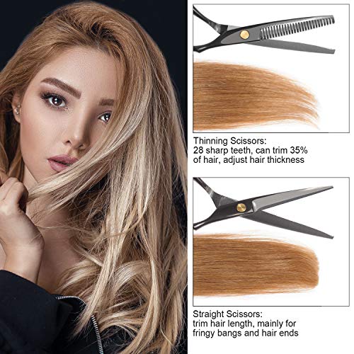 Xnuoyo 17 Pcs Multifunción Tijeras Peluqueria Kit, para Entresacar el Cabello Profesional con Capa de Barbero y Peine de Maquinilla de Afeitar Cepillo de Corte de Pelo para Salón y Hogar