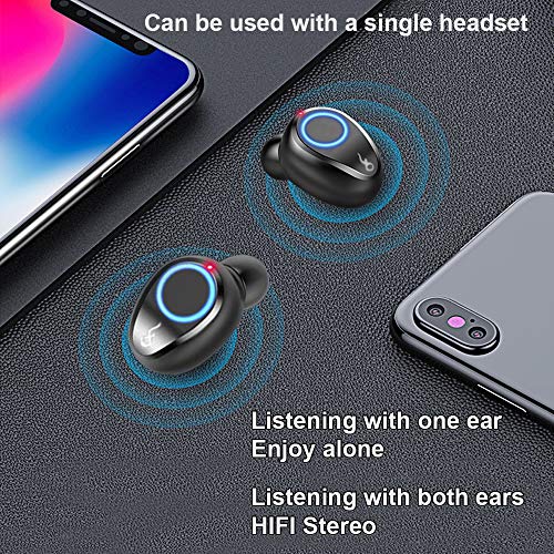 Xnuoyo Auriculares Bluetooth, Estéreo Auricular Mini Twins In-Ear Auriculares Carga Rapida Resistente al Agua Emparejamiento Automático Deporte Auriculares con LCD Estuche de Carga