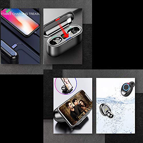 Xnuoyo Auriculares Bluetooth, Estéreo Auricular Mini Twins In-Ear Auriculares Carga Rapida Resistente al Agua Emparejamiento Automático Deporte Auriculares con LCD Estuche de Carga