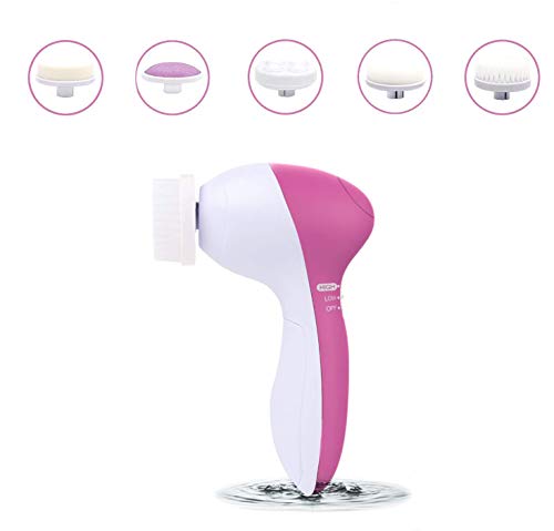 Xnuoyo Cepillo de Limpieza Facial 5 en 1 Masajeador Facial Eléctrico, para Remover los Lípidos Adicionales, Puntos Negros y Maquillaje con 5 Cabezales de Limpieza