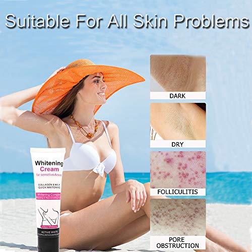 Xnuoyo Crema Blanqueadora, Skin Whitening Cream para Piel Oscura, Cuello, Áreas Sensibles, Codo, Muslo Interno, Axila Corporal Crema Axila Crema Blanqueadora de Piel Cuidado de la Piel-50ml