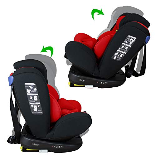 XOMAX 916 Silla de coche Isofix giratoria 360 grados I inclinable I Grupo 0+/1/2/3 I evolutiva 0-36 kg, 0-12 años I Funda extraíble y lavable I ECE R44/04