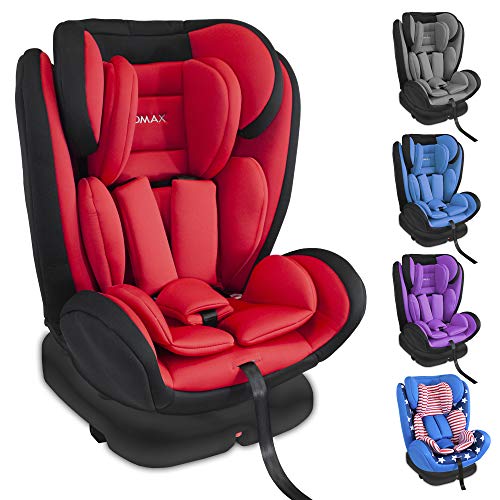 XOMAX XM-KI360 Silla de coche con 360° función de rotación y ISOFIX I rojo I 0-36 kg, 0-12 años, grupo 0/1/2/3 I Arnés de 5 puntos y arnés de 3 puntos I Funda desmontable y lavable I ECE R44/04