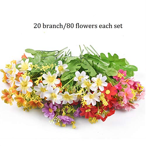 XONOR - Planta artificial para flores al aire libre – Mezcla de color margaritas en maceta de palisandro para buzón interior de jardín de boda de decoración principal 2 juegos