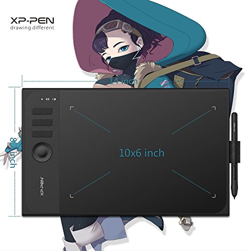 XP-PEN Star 06 Tableta Gráfica Dibujo 10 x 6 Pulgada. 2.4G Inalámbrica Tableta Grafica Digital con 6 Teclas de Atajo y Lápiz Pasivo de 8192 Niveles a la Presión (Negro)